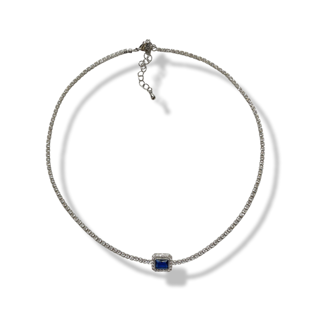 SOLITAIRE CHOKER WITH BLUE ZIRCONIUM